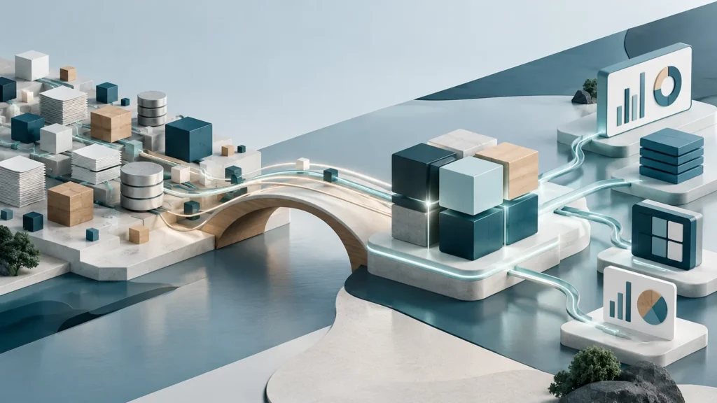 Sammenhængende digitalt flow mellem data, systemer, AI og ledelsesrapportering